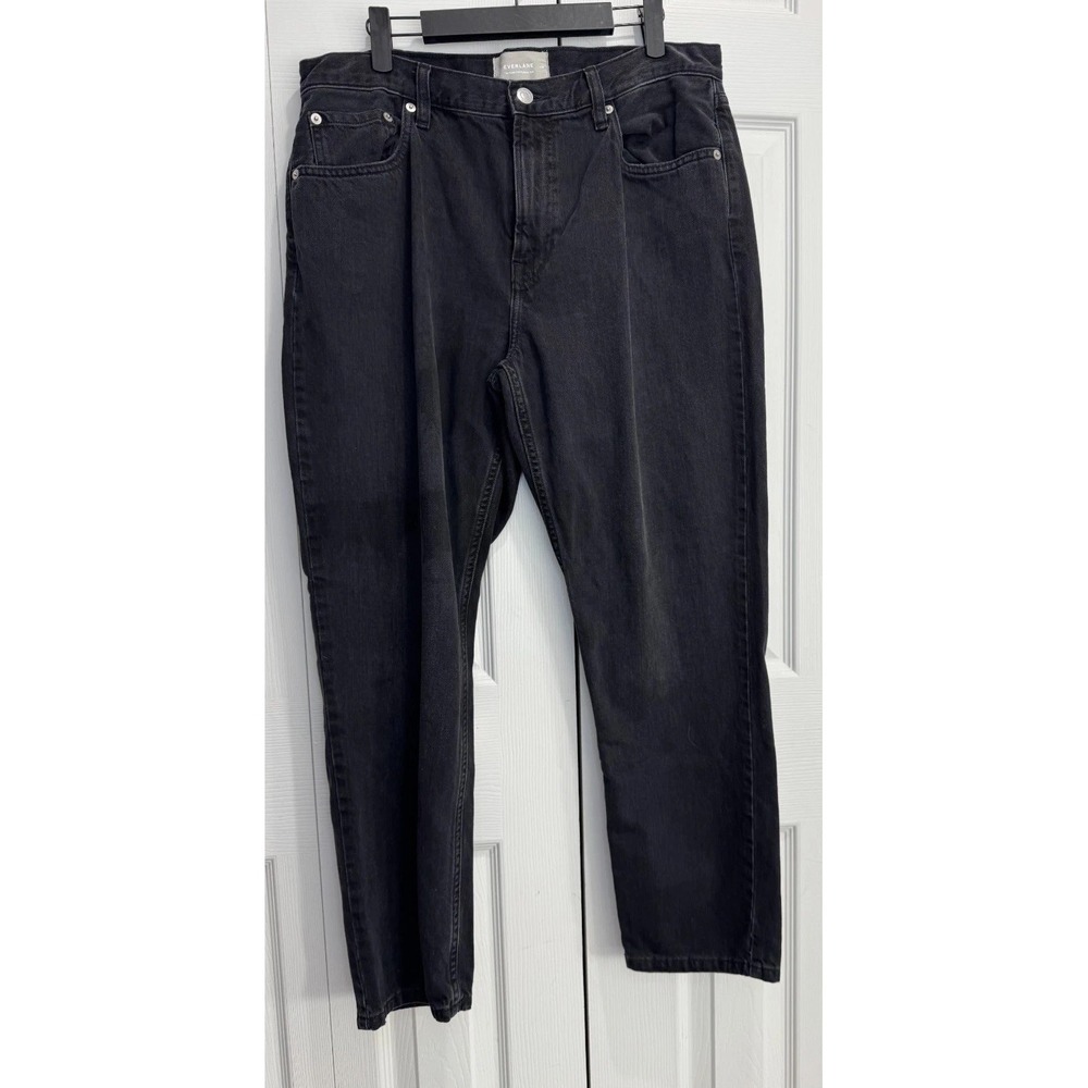 Everlane's '90s Cheeky Straight Jeans Women's 31R Black Denim Zip-Fly 5-Pockets